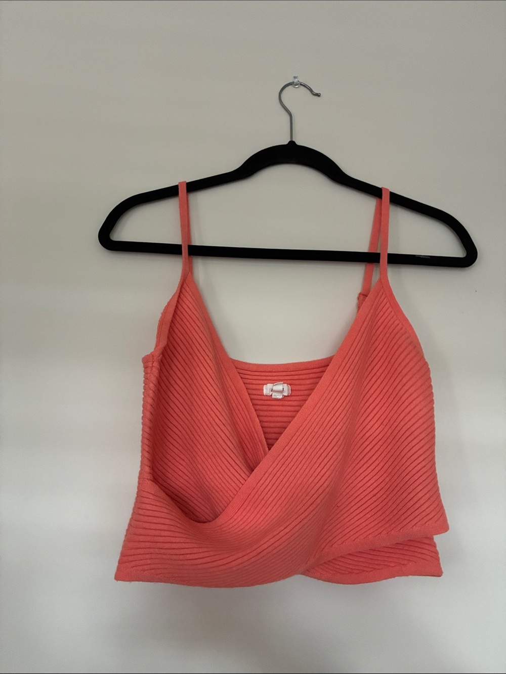 aerie Coral Ribbed Cropped Tank